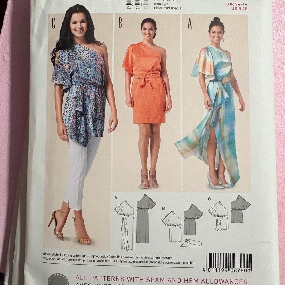 BN UNCUT BURDA 6780 DRESS TUNIC SEWING PATTERN